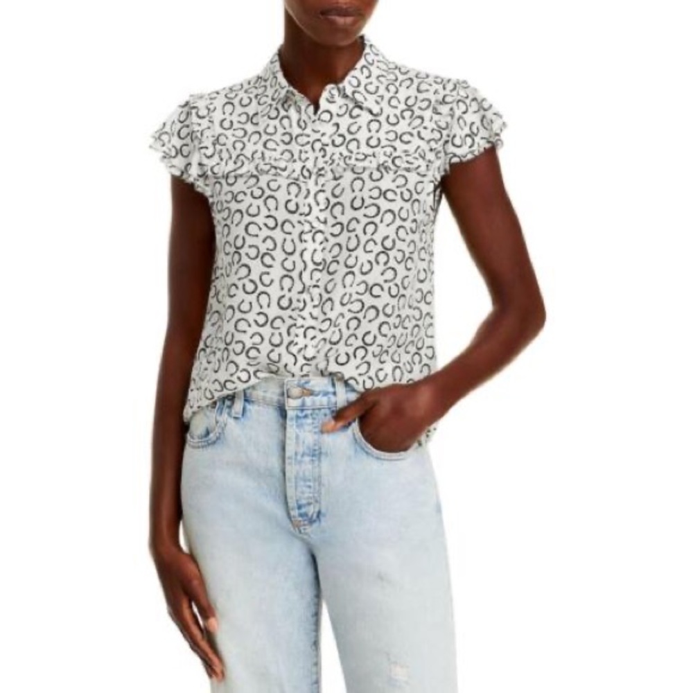 Alice + Olivia silk horseshoe top size xs